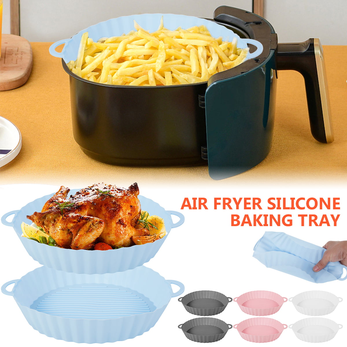 2pcs Soft Silicone Air Fryer Liners, Reusable Replacement Mat For Baking  Sheet, Oven, Kitchenware Accessory, Pink