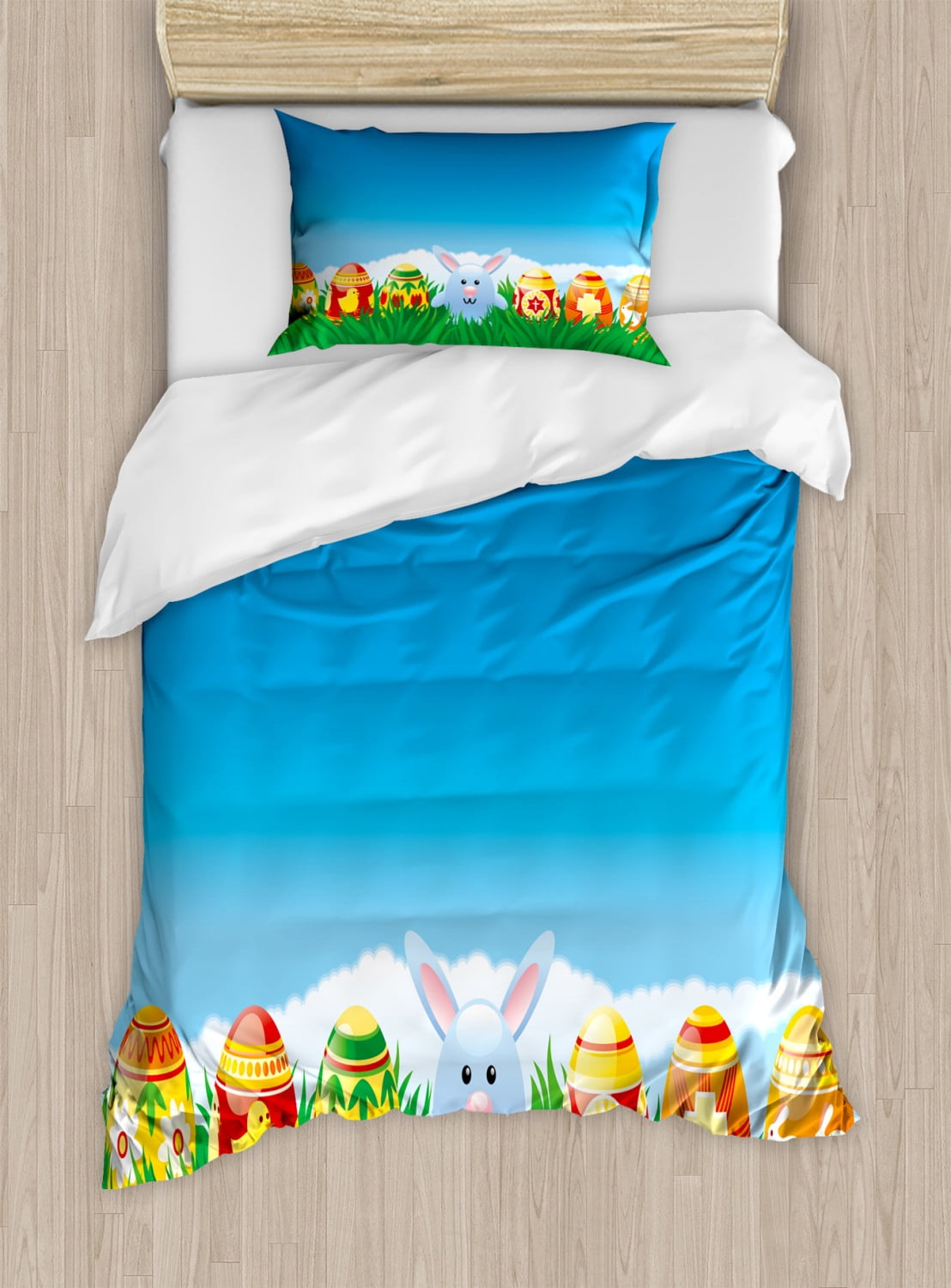 Easter Bunny Duvet Cover Set Twin Size, Cute Cartoon Illustration of ...