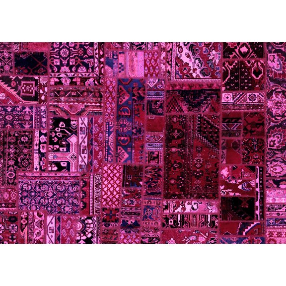 Ahgly Company Indoor Rectangle Patchwork Pink Transitional Area Rugs, 2' x 4'