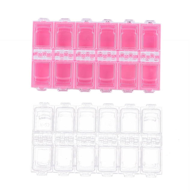 Miangastore 2Pcs Storage Containers for False Nails Pink Transparent 13.7x7.4x1.5cm Easy to Use and Carry