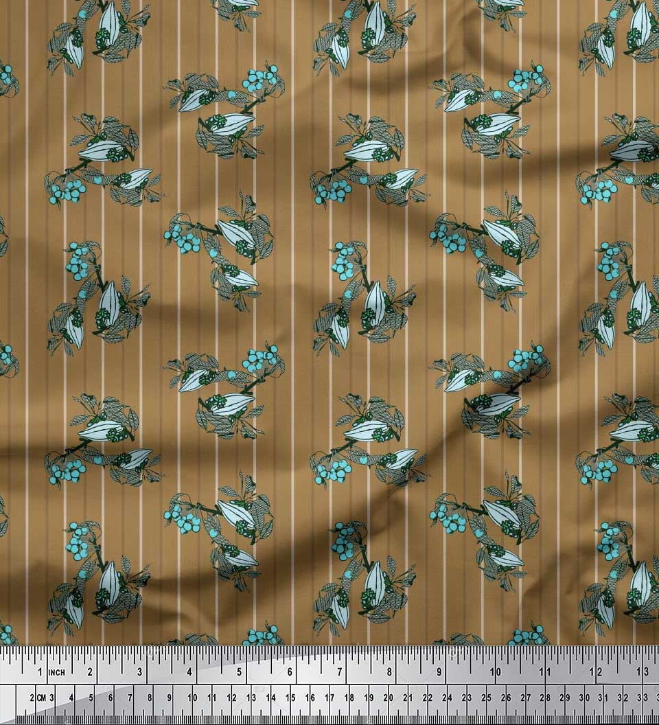 Soimoi Black Poly Crepe Fabric Leaves & Faith Rose Floral Print Fabric By Yard 4