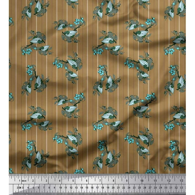Soimoi Poly Georgette Fabric Star & Owl Bird Print Fabric by The Yard 42 Inch Wide