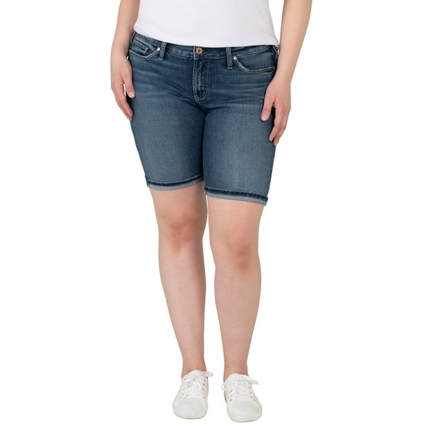 Silver Jeans Co. Women's Plus Size Suki Mid Rise Bermuda Short - Walmart.com