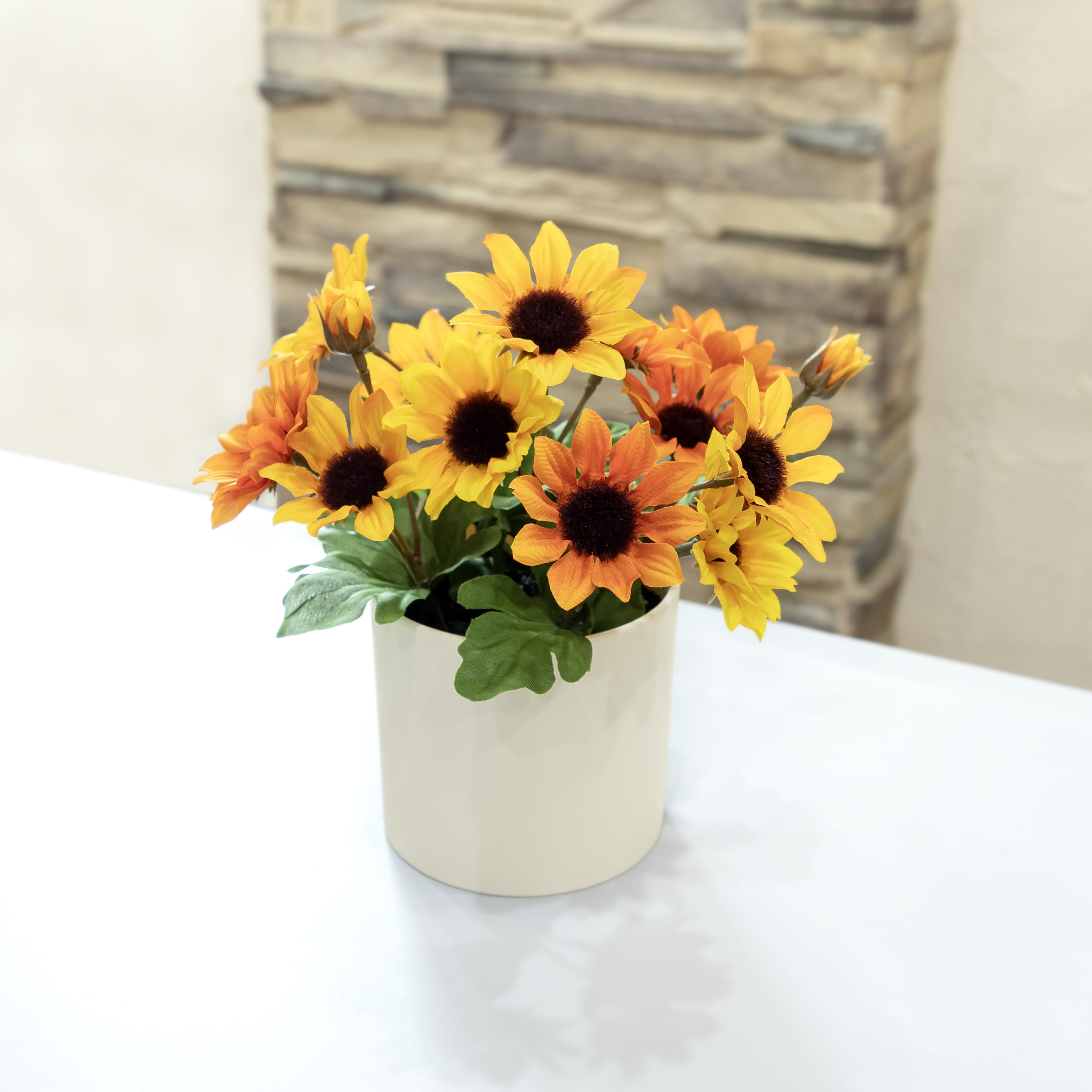 Mainstays 7.5" Artificial Sunflower Plant in Cream Pot
