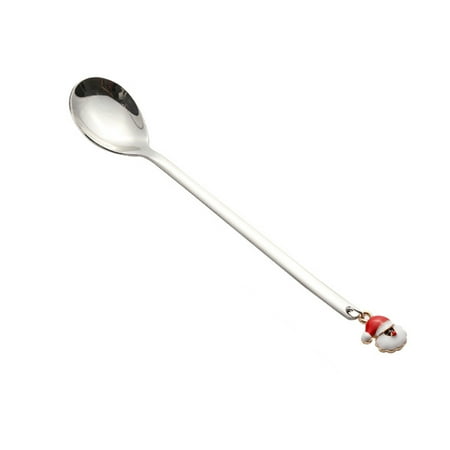 

Goory Party Sugar Teaspoons Gold Soup Stainless Steel Christmas Spoon Xmas Pendant Dessert Kitchen Tableware Christmas Spoon (Old Man) -Silver