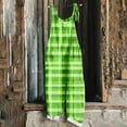 thumbnail image 2 of JURANMO St. Patrick's Day Jumpsuits for Women Plus Size Cute Irish Clover Graphic Jumper Pants Summer Casual Sleeveless Wide Leg Linen Overalls with Pockets Green L Clearance Sale, 2 of 6