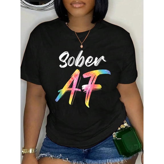 Sober AF Tie-Dye Sobriety Anniversary & Addiction Recovery T-Shirt