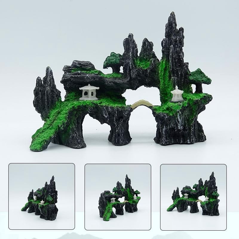 Fish Tank Decoration Moss Rockery Stone Plants Wood Ruins Landscaping Turtle Tank Decoration Fish Shrimp Shelter