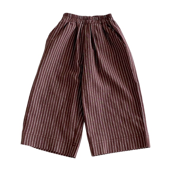 JFOPQVSM Cotton and Linen Long Pants Toddlers and Baby Girls' Wide Leg Pull-on Pant (6M-6Y)