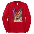thumbnail image 2 of Wild Bobby Dean Russo Colorful Cat Abyssinian Cat Lover Men Long Sleeve Shirt, Red, X-Large, 2 of 5
