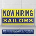 thumbnail image 3 of Now Hiring Sailors 13 oz Heavy Duty Vinyl Banner Sailor Jobs Available Deckhand Help Wanted Sign for Business Advertising Indoor/Outdoor Single-Sided with Metal Grommets (4x10 ft, Ye & Bl), 3 of 6