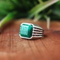 thumbnail image 3 of Emerald Gemstone Ring, 925 Sterling Silver Ring, Men's Signet Ring, Vintage Style Ring, Statement Ring, Chunky Emerald Ring, Boho Jewelry***, 3 of 7