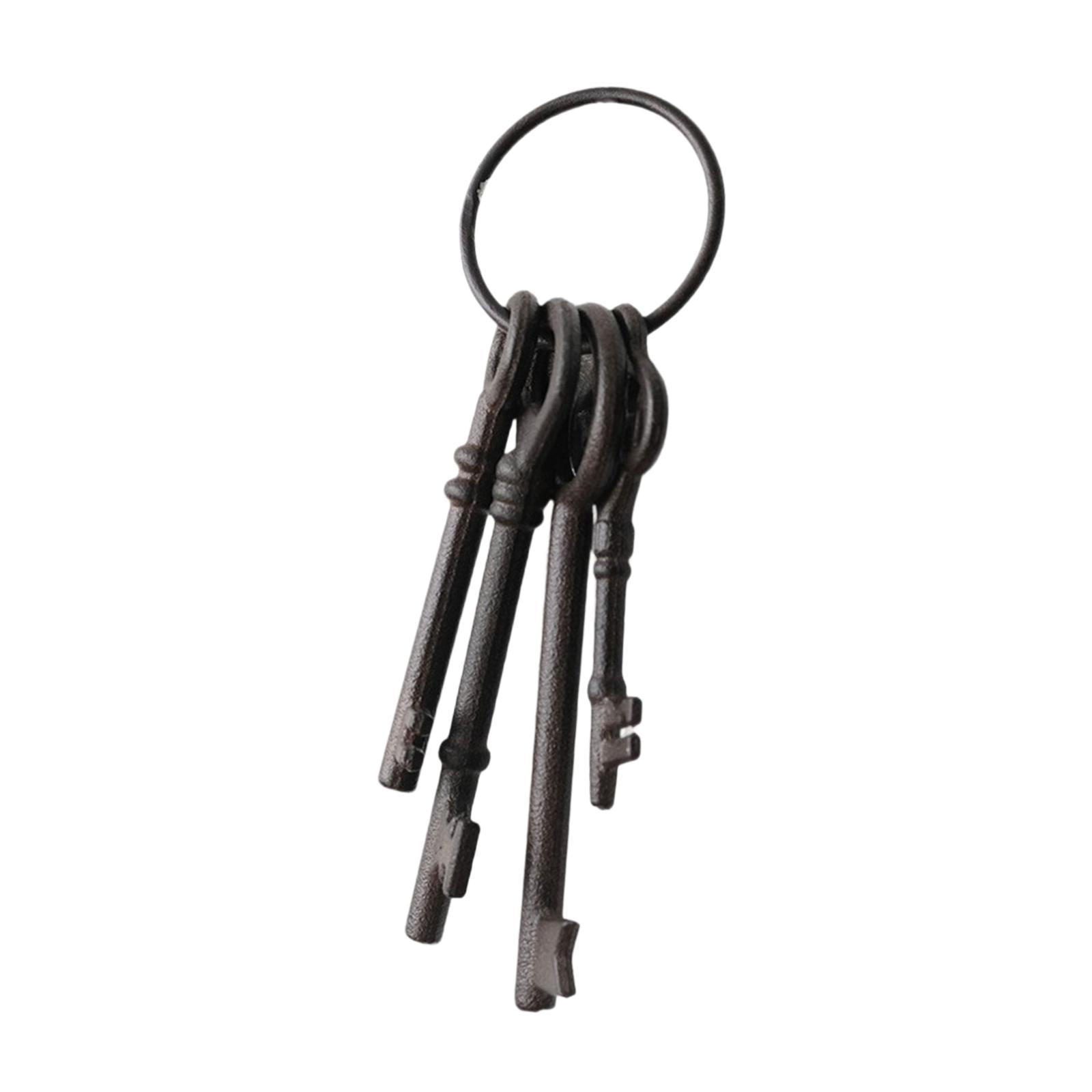 Vintage Cast Iron Keys Antique Skeleton Key Ring Large Iron Material for Pirate Party Farmhouse Decor