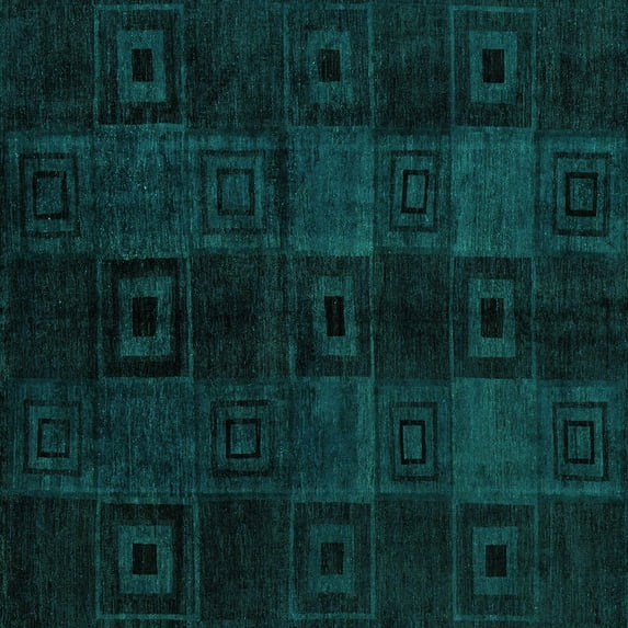 Ahgly Company Indoor Square Abstract Turquoise Blue Modern Area Rugs, 3' Square