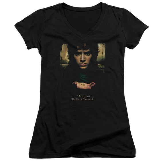 Lord of the Rings Frodo One Ring Junior Women's T-Shirt V-Neck Black