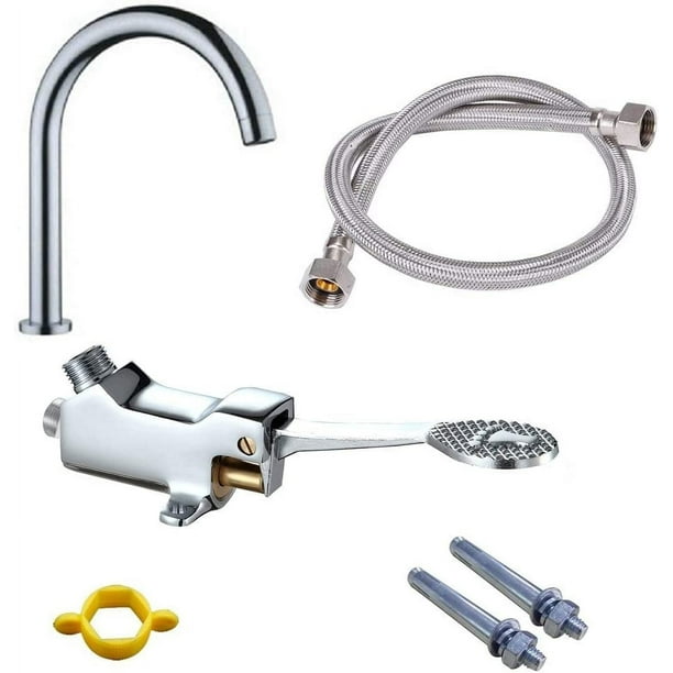 Dinheiro Juego completo de grifo con pedal manos libres valvula de pie salida manguera flexible de 1 m tornillo menos grifo de control de piso para laboratorio medico Bodega Aurrera en linea