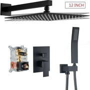 Black Colors Shower System Faucet 12 inch Rainfall Shower Head Hand Shower Tap