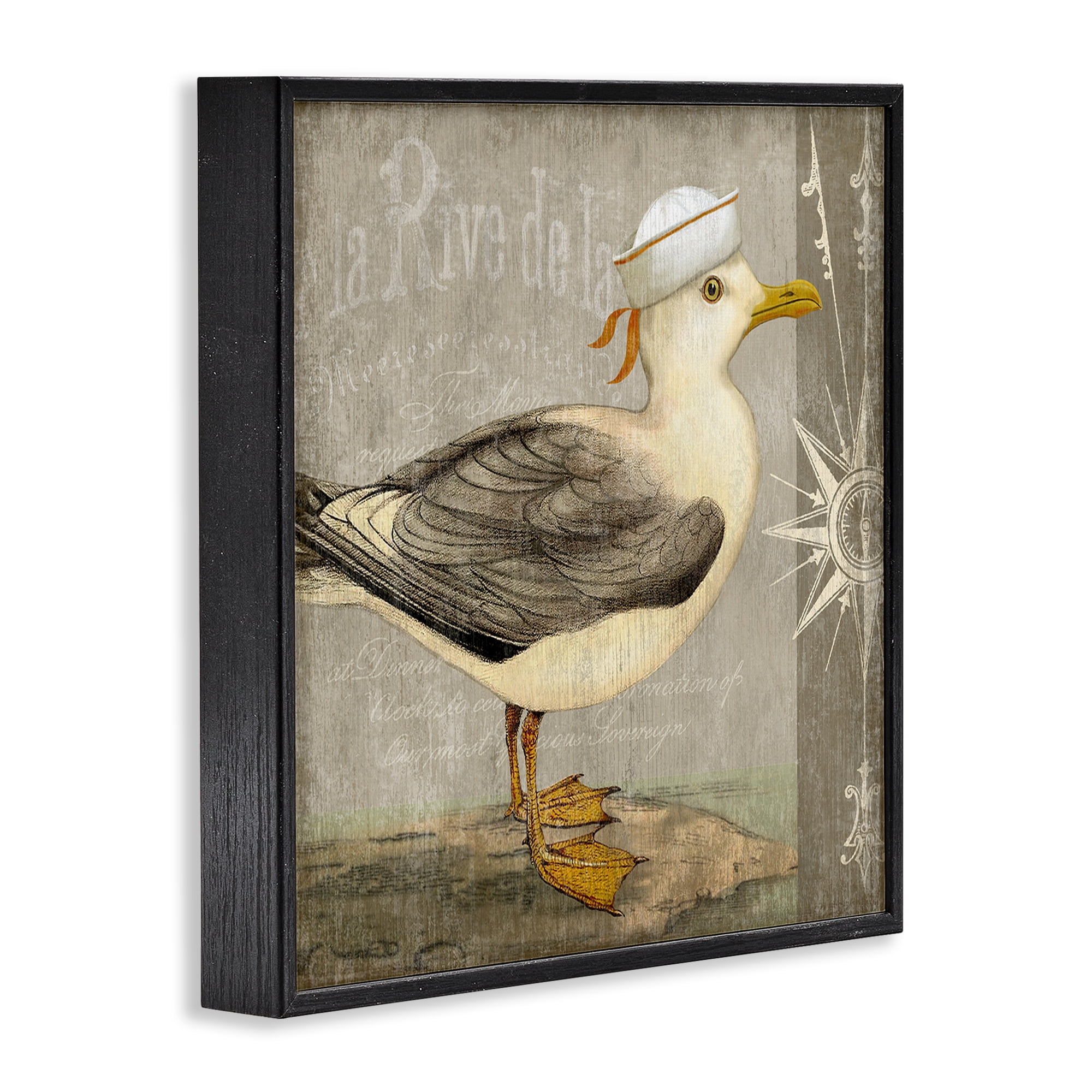Stupell Industries Rustic Little Seagull Black Framed Giclee Art, design by Suzanne Nicoll