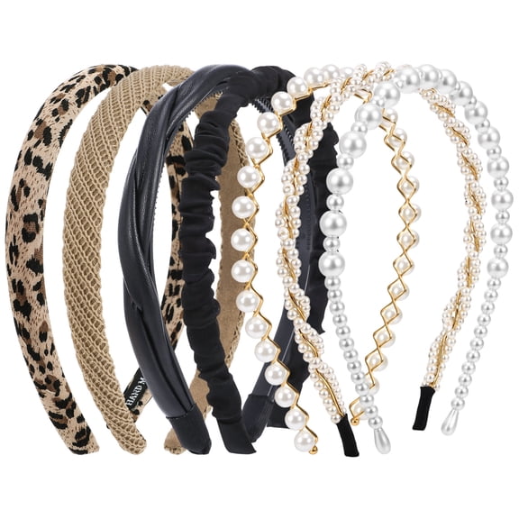 Abaima 7 Pcs Trendy Headbands for Women, Cute Non Slip Headband Set, Elastic Pearl Head Bands, Fashion Hair Accessories Gifts