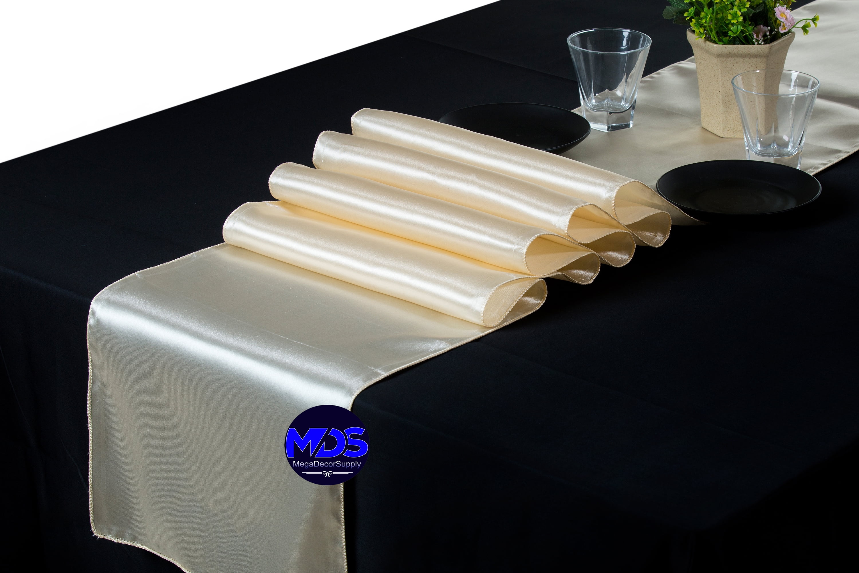 MDS Pack of 10 Wedding 12 x 108 inch Organza Table Runner for Wedding Banquet Decor Table Runner Gold
