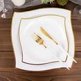 thumbnail image 6 of Balsa Circle 10 Square White 10" Disposable Salad Plastic Plates Wavy Gold Trim Party Events Tableware Decorations, 6 of 8