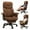 Brown, variant on HomeZeer Big and Tall Executive Office Chair 400LBS, 160°Reclining with Retractable Footrest, PU Leather Desk Chair with Padded Arms, Adjustable Height with Quiet Roller Wheels, Black