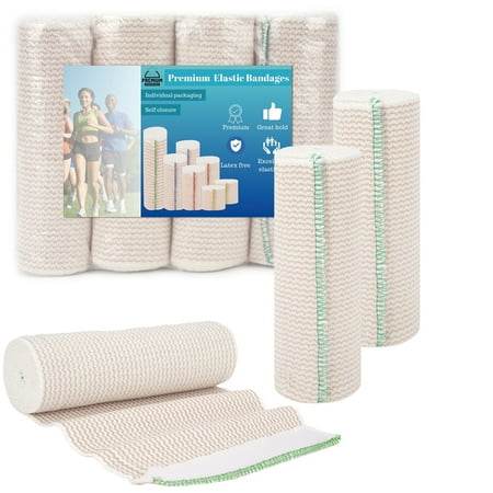 2 PACK Cotton Elastic Bandage Wrap 6 in– Versatile Compression Wraps for Ankles, Wrists Knee, Tummy and Body Durable and Comfortable Elastic Bandage Exceptional Compression Bandage for Everyday Use