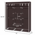 thumbnail image 3 of Closet Organizer for Bedroom, Wardrobe Rack for Home PKWQ503BN-1, Dark Brown 69" Portable Clothes Closet Non-Woven Fabric Wardrobe Double Rod Storage Organizer, 3 of 8