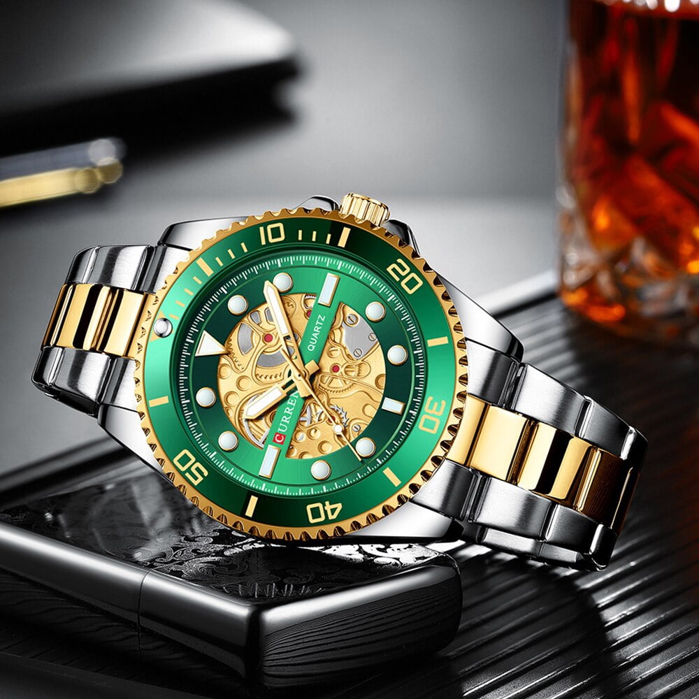 Curren Luxury Gold Stainless Steel Band Watches Lumious Quartz Wristwatches For Men Casual Bussiness Clock Male 8412 - Quartz Wristwatches