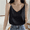 Black-womens clothes, variant on Chiffon Camisoles for Women V Neck Spaghetti Strap Camis Solid Color Loose Fit Tank Tops Casual Cross Backless Camisoles