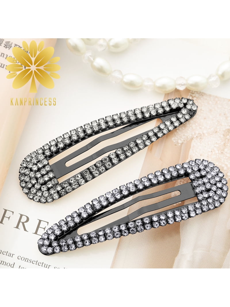 KANPRINCESS 2Pcs 3.1Inch Rhinestone Hair Clips,Snap Hair  display picture 3