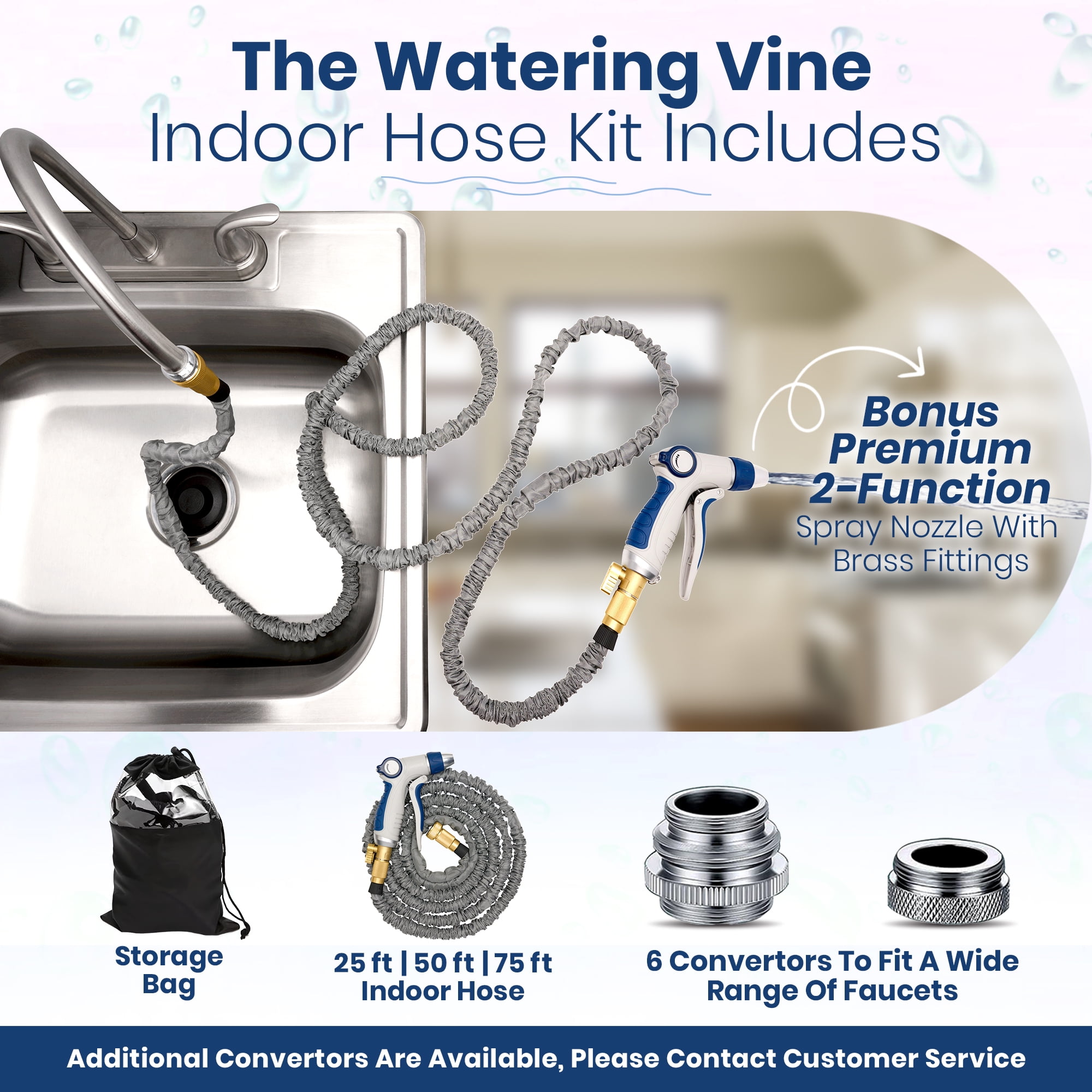 The Watering Vine Indoor Hose That Connects to Kitchen or Bathroom Faucet  (75 ft) - Walmart.com