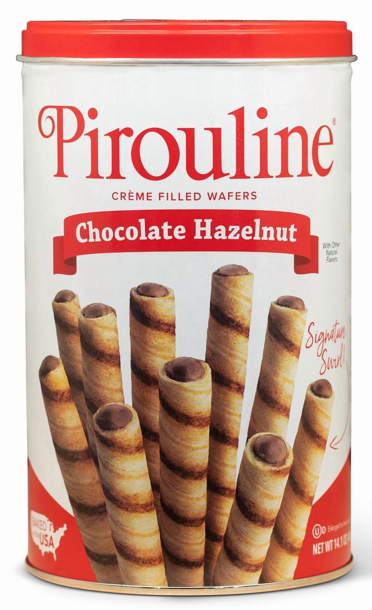 (6 pack) Pirouline Chocolate Hazelnut Creme Filled Wafer Cookies, 14.1oz Tin. Holiday Gift.