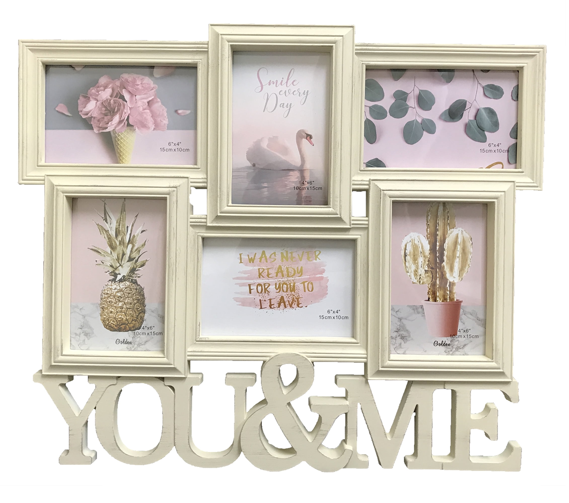 6Opening Collage Frame, You & Me Photo frames with 6 4" x 6