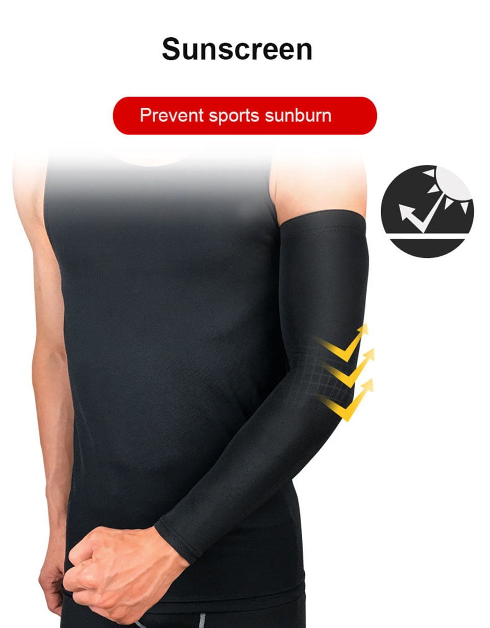 Ice Cooling Arm Sleeves Cover UV Sun Protection Running Black Basketball C3Y2 