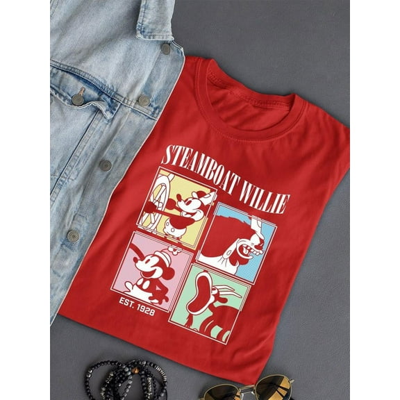 Steamboat Willie Crew T-shirt Women's -SmartPrintsInk Designs