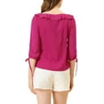 thumbnail image 3 of BLUSA DE POLKA DOTS PARA MUJER CON CUELLO VOLANTE Y MANGA CORTA TRANSPARENTE VERANO XL ROSA FUERTE, 3 of 6