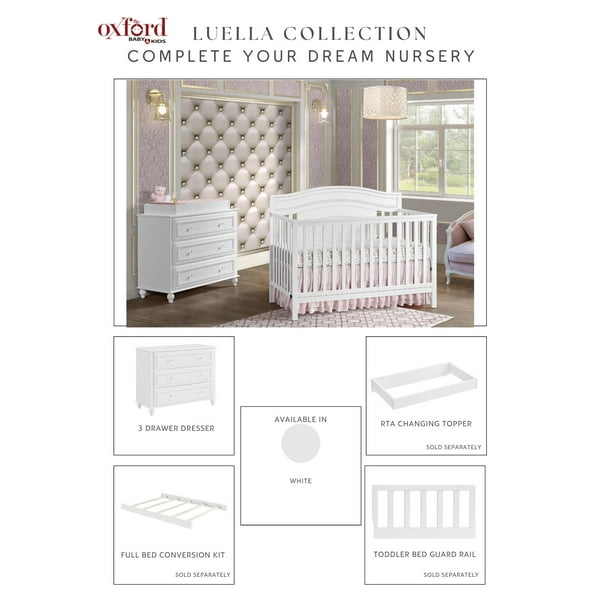 Oxford Baby Luella 4 in1 Convertible Crib, White - Walmart