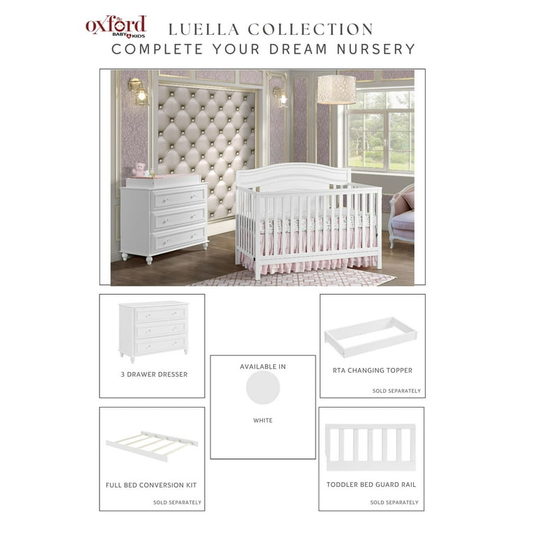 Free Shipping! Oxford Baby White Luella in Convertible Crib