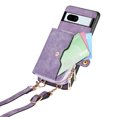 thumbnail image 5 of Wallet Case for Google Pixel 7a, Adjustable Detachable Crossbody Zipper Purse Case with Card Holder & Kickstand, PU Leather Flip Folio Case for Google Pixel 7a, Purple, 5 of 12