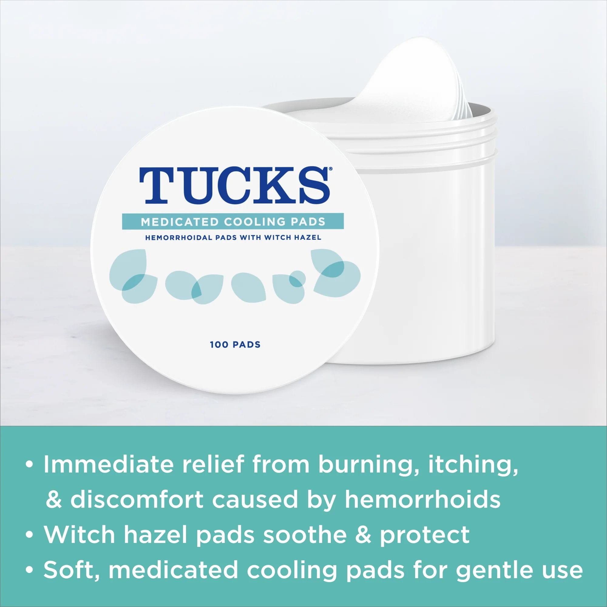 TUCKS Medicated Cooling Pads Witch Hazel Hemorrhoid Treatment 100 Count