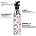 thumbnail image 3 of Yayeee 33oz Insulated Water Bottle Double Wall Stainless Steel with Flip Straw Lid, Beige Retro Pattern, 3 of 7