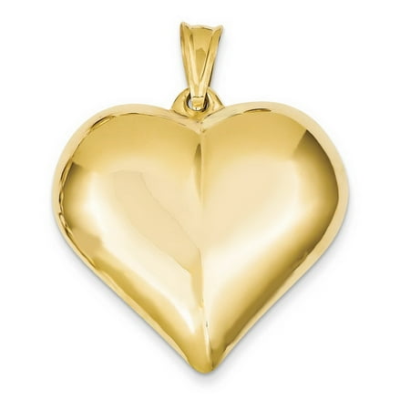 Hollow 14k Gold Sailboat Charm - 14k Yellow Gold Hollow Polished Puffed Heart Pendant - 4.0 Grams - Measures 35.6x42.5mm