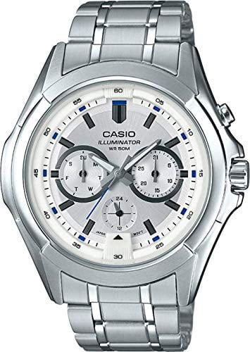 casio enticer white dial men's watch