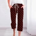 thumbnail image 2 of gbyLJF Capri Pants for Women Casual Summer Drawstring Elastic High Waist Linen Pants Straight Wide Leg Cropped Trousers, 2 of 5
