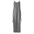 thumbnail image 4 of TINZ Womens Jumpsuits Overalls Button V Neck Sleeveless Wide Leg Long Pant Solid Color Rompers With Pockets Long Sleeve Turtle Neck plus Size Jumpsuit for Women, 4 of 7