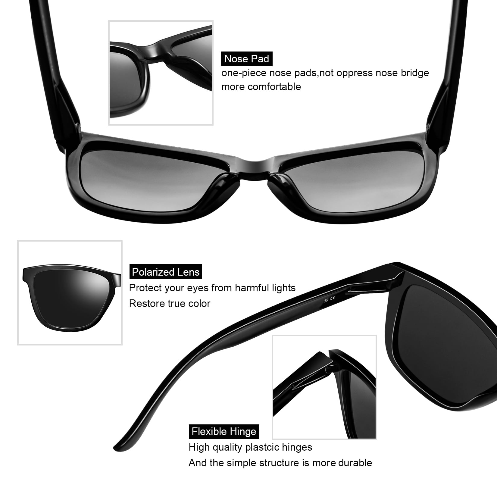 NWT Joopin polarized sunglasses new in cash with accessories! Never been worn!! Jacob | Polarized Rectangular Combination Frame Sunglasses  main image 3