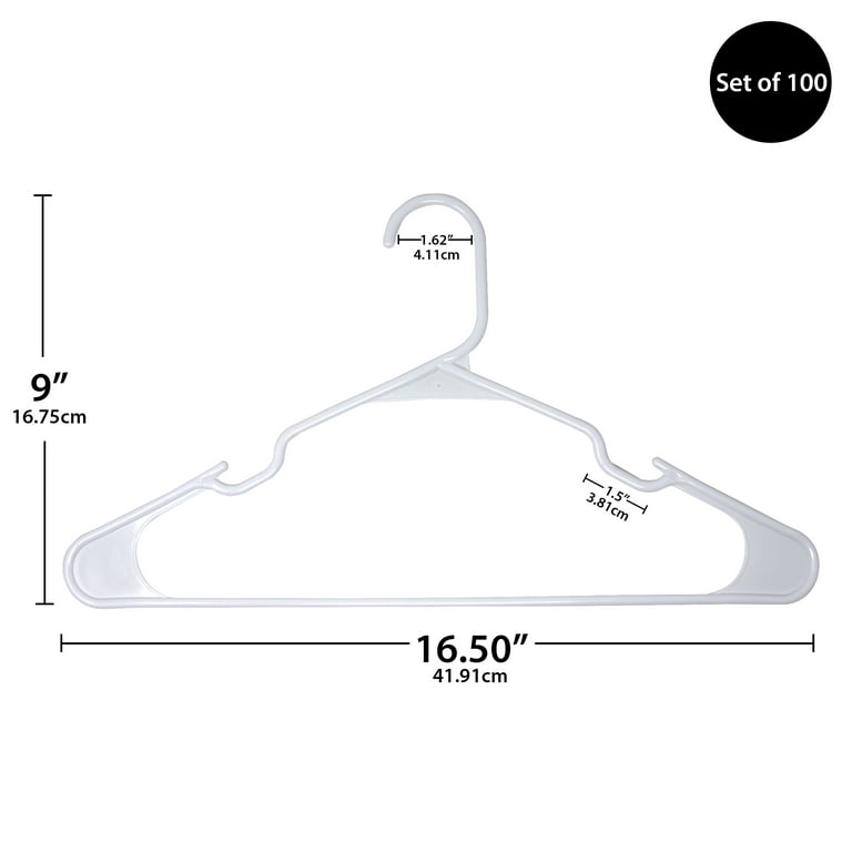 Mainstays Plastic Notched Adult Hangers for Any Clothing Type, Arctic White 100 Count