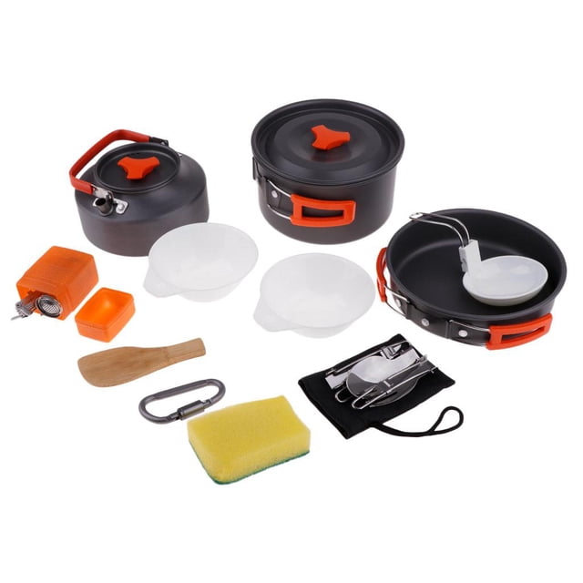 Utensilios De Cocina De Aluminio De Cubiertos Camping Senderismo Utensilios De Cocina Olla Sartén Hervidor De Agua De De Gas DYNWAVEMX Juego de utensilios de cocina para acampar
