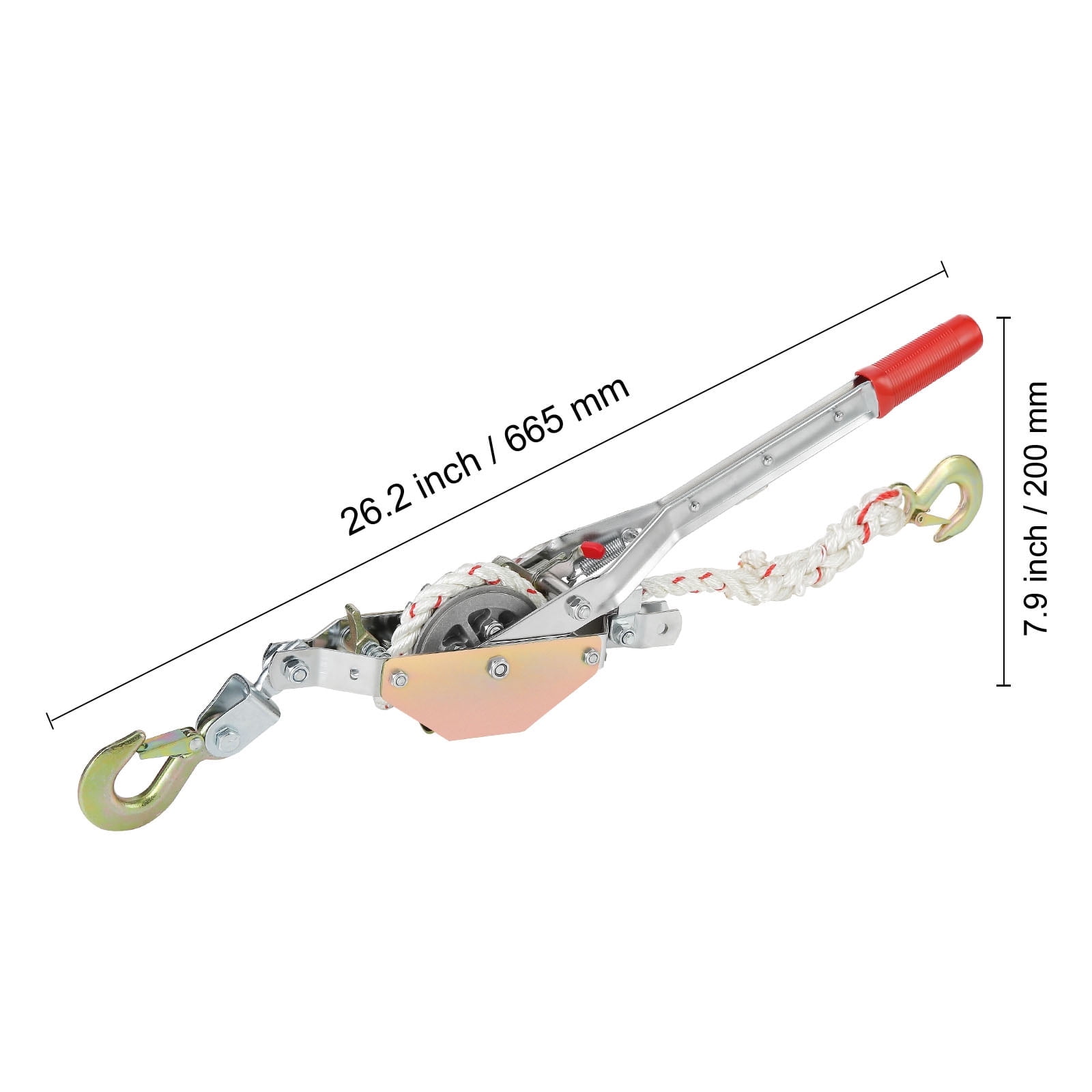 KFFKFF Cable Tugger, 0.75 Ton (1,653 lbs) Load Capacity, Includes 100 ft of 0.6 inch Diameter Rope, Dual Hooks, Manual Hand Winch, Robust Ratcheting System for Boat Movement, Item Securing